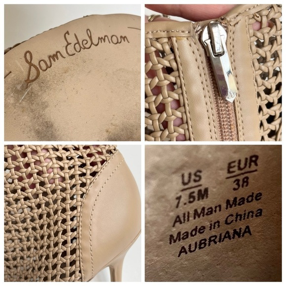 Sam Edelman Aubriana Woven Peep Toe Heel Booties - Picture 9 of 10